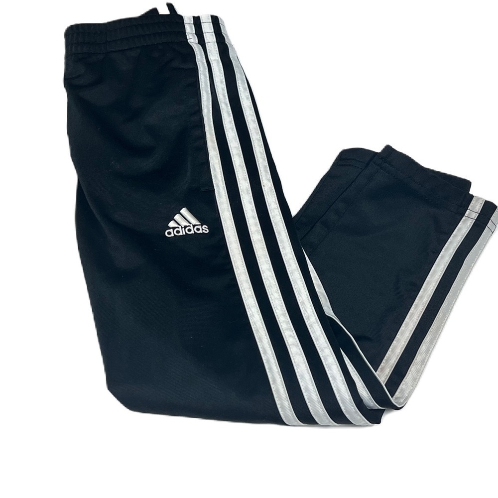 Adidas boy sz 5 black white tiro pants casual fun sports logo sporty athletic
